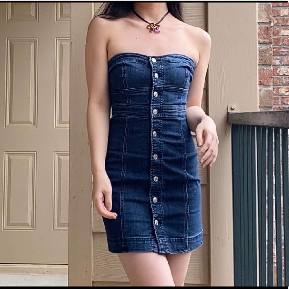 American Eagle denim tube dress XS